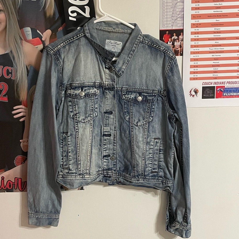 Free Heart cropped denim jacket- size small